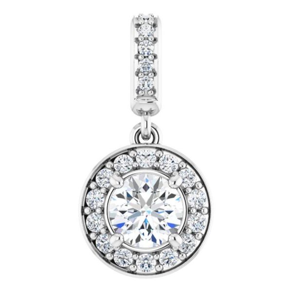 14KW Gold 0.95ct T.W. Mined Round Brilliant Diamond Halo Pendant Rich Custom Jewelry Las Vegas, NV