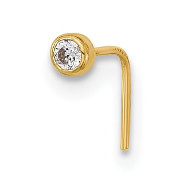 14K 23 Gauge 2.5mm Round CZ Nose Stud Rich Custom Jewelry Las Vegas, NV
