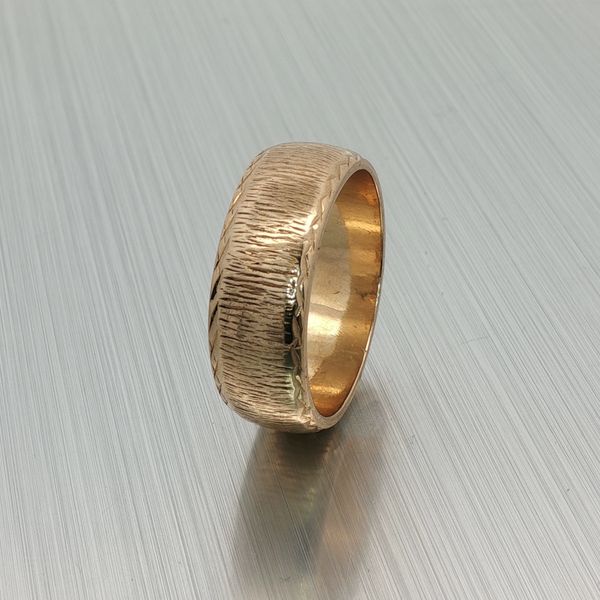 14K Yellow Gold 7mm Textured Band Ring Size 7.75 Rich Custom Jewelry Las Vegas, NV