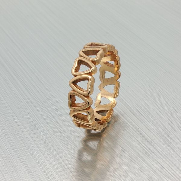 14K Yellow Gold 6mm Heart Motif Band Ring Size 7.75 Rich Custom Jewelry Las Vegas, NV