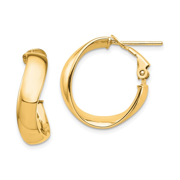14k Yellow Gold High Polished 5mm Wavy Omega Back Hoop Earrings 2.5 gr Rich Custom Jewelry Las Vegas, NV