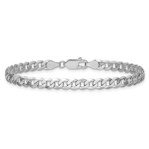 14K White Gold 7 inch 4.75mm Flat Beveled Curb with Lobster Clasp Bracelet 6.5gr Rich Custom Jewelry Las Vegas, NV