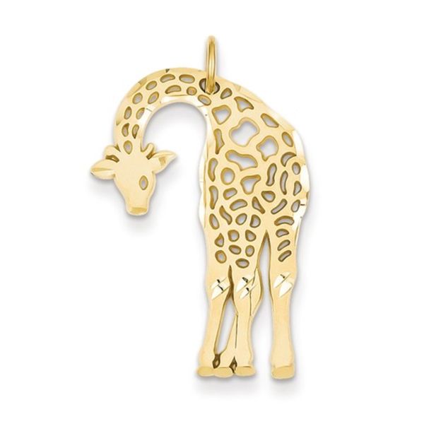 14K Yellow Gold Satin Diamond Cut Giraffe Charm 1.3dwt Rich Custom Jewelry Las Vegas, NV