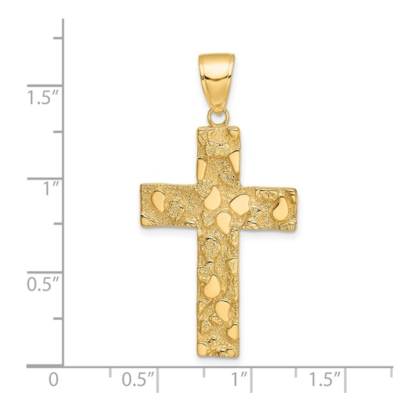 14K Polished Textured Nugget Style Cross Pendant Rich Custom Jewelry Las Vegas, NV