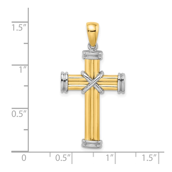 14K Two-tone Polished -X- Center Cross Charm Rich Custom Jewelry Las Vegas, NV