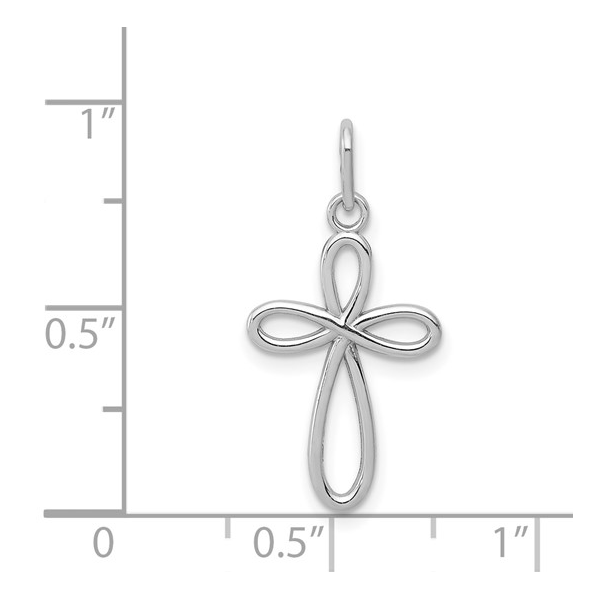14k White Gold Polished Small Ribbon Cross Pendant Rich Custom Jewelry Las Vegas, NV