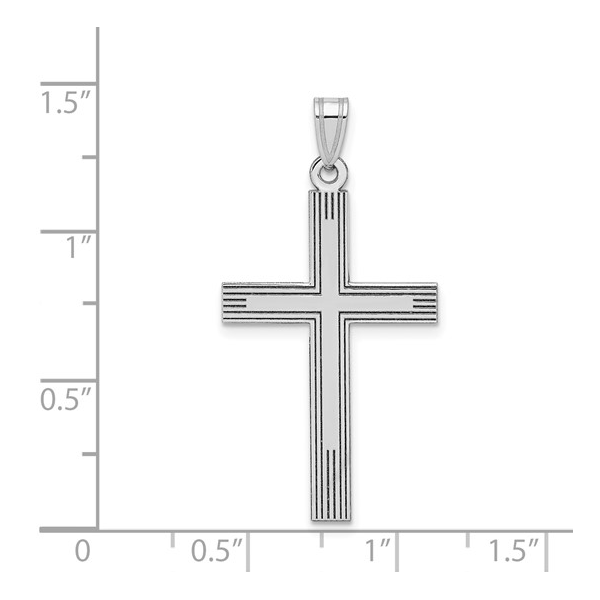 14k White Gold Laser Etched Cross Charm Rich Custom Jewelry Las Vegas, NV