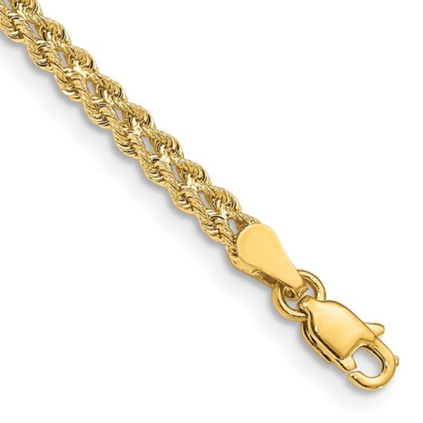14K Yellow Gold 3.0mm Wide Double Strand Rope 7 inch Bracelet 3.28gr Rich Custom Jewelry Las Vegas, NV