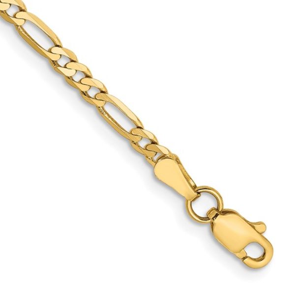 14K Yellow 7 inch 2.75mm Flat Figaro with Lobster Clasp Bracelet 2.05 gr Rich Custom Jewelry Las Vegas, NV