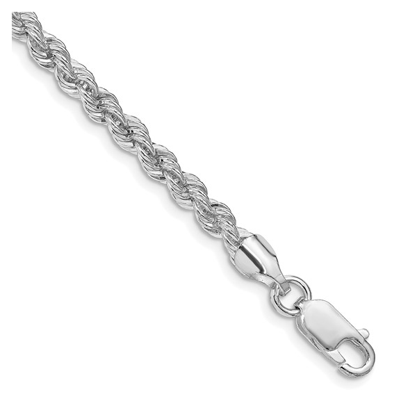 Sterling Silver Rhodium-plated 4.3mm 24 inch Solid Rope Chain 30.78 gr Rich Custom Jewelry Las Vegas, NV