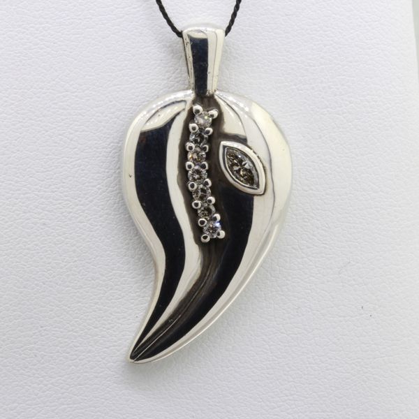 Silver Diamond-Accented Leaf Pendant Rich Custom Jewelry Las Vegas, NV