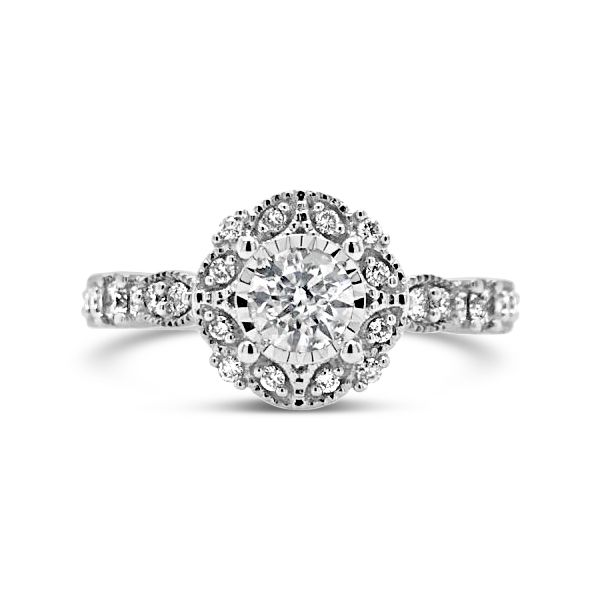 14k White Gold 0.65ctw Diamond Engagement Ring With 0.32ct Round Center Robert Irwin Jewelers Memphis, TN