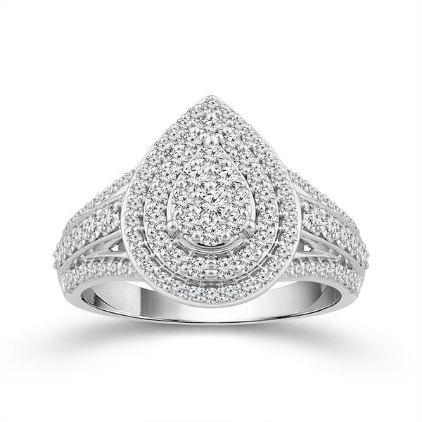 1.00 Ctw Pear Double Halo Multi Stone Diamond Engagement Ring Robert Irwin Jewelers Memphis, TN