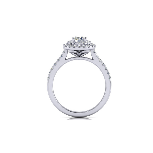 14 Karat White Gold 1 Carat Round Lab Grown Diamond Double Halo Engagement Ring Image 4 Robert Irwin Jewelers Memphis, TN