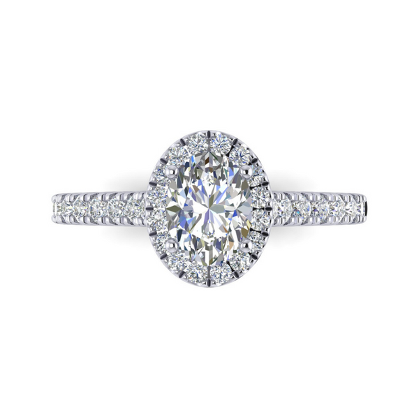 14 Karat White Gold 2 Carat Oval Halo Lab Grown Diamond Engagement Ring Image 2 Robert Irwin Jewelers Memphis, TN