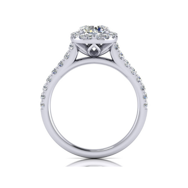 14 Karat White Gold 2 2/5 Carat Round Lab Grown Diamond Halo Engagement Ring Image 4 Robert Irwin Jewelers Memphis, TN