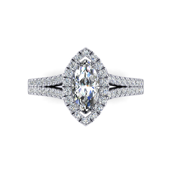 14 Karat White Gold 1 2/5 Carat Marquise Halo Lab Grown Diamond Engagement Ring Image 2 Robert Irwin Jewelers Memphis, TN