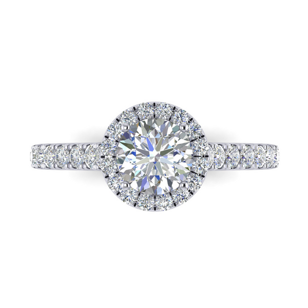 14 Karat White Gold 2 2/5 Carat Round Lab Grown Diamond Halo Engagement Ring Image 2 Robert Irwin Jewelers Memphis, TN