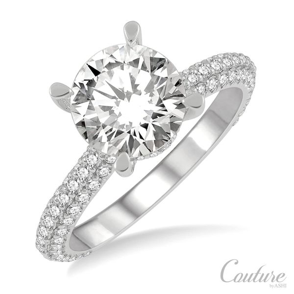 18 Karat White Gold Pave' Diamond Engagement Ring with a 2 Carat Lab Grown Diamond Center Robert Irwin Jewelers Memphis, TN