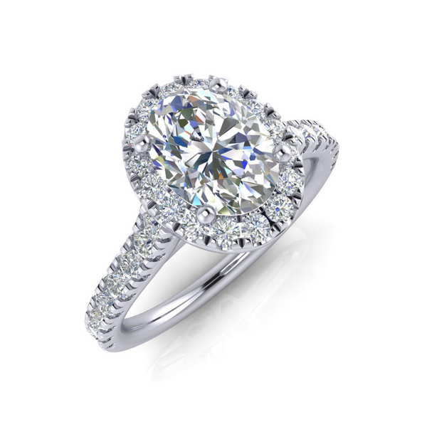 14 Karat White Gold 2 Carat Oval Halo Lab Grown Diamond Engagement Ring Image 3 Robert Irwin Jewelers Memphis, TN