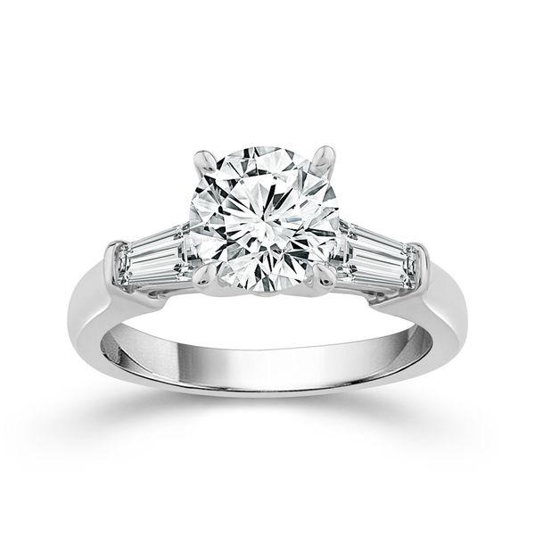 1 7/8 Carat Lab Grown Round and Baguette Cut Diamond Engagement Ring Robert Irwin Jewelers Memphis, TN