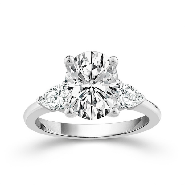 2 5/8 Ctw Lab Grown Oval With Pear Side Stones Diamond Engagement Ring Robert Irwin Jewelers Memphis, TN