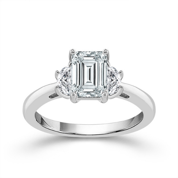 1 7/8 Ctw Lab Grown Emerald With Half Moon Side Stones Diamond Engagement Ring Robert Irwin Jewelers Memphis, TN