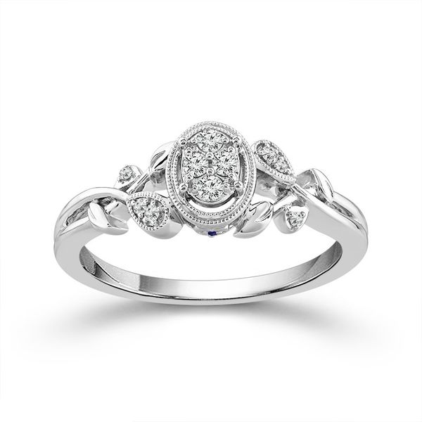 Sterling Silver 1/10 Carat Oval Shaped Multi Stone Diamond Promise Ring Robert Irwin Jewelers Memphis, TN