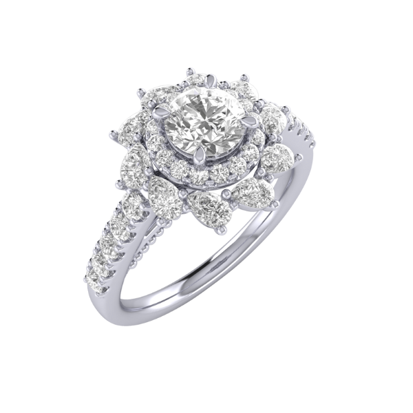 1 1/5 Ctw Halo Round Lab Grown Diamond Engagement Ring in 14 Karat White Gold Image 2 Robert Irwin Jewelers Memphis, TN