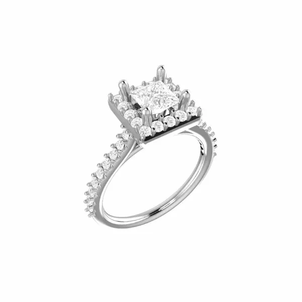 1.00 Ctw Princess Cut Halo Lab Grown Diamond Engagement Ring in 14 Karat White Gold Image 2 Robert Irwin Jewelers Memphis, TN