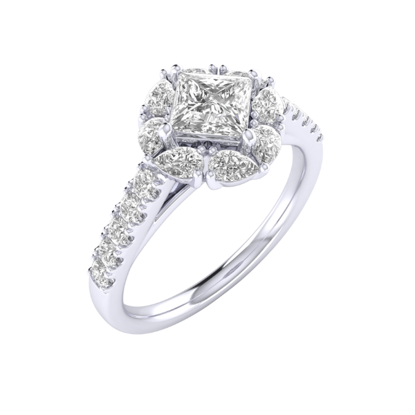 1 1/5 Ctw Halo Princess Cut Lab Grown Diamond Engagement Ring in 14 Karat White Gold Image 2 Robert Irwin Jewelers Memphis, TN