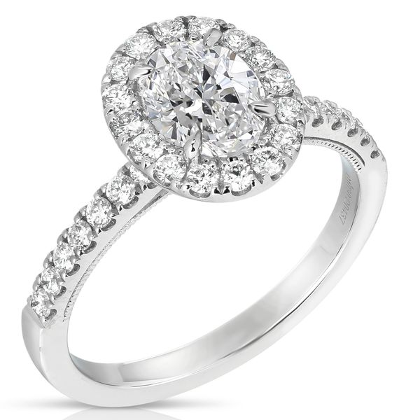 2 1/2 Ctw Oval Halo Lab Grown Diamond Engagement Ring in 14 Karat White Gold Robert Irwin Jewelers Memphis, TN