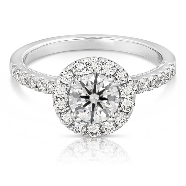 1 1/2 Ctw Round Halo Lab Grown Diamond Engagement Ring in 14 Karat White Gold Image 2 Robert Irwin Jewelers Memphis, TN