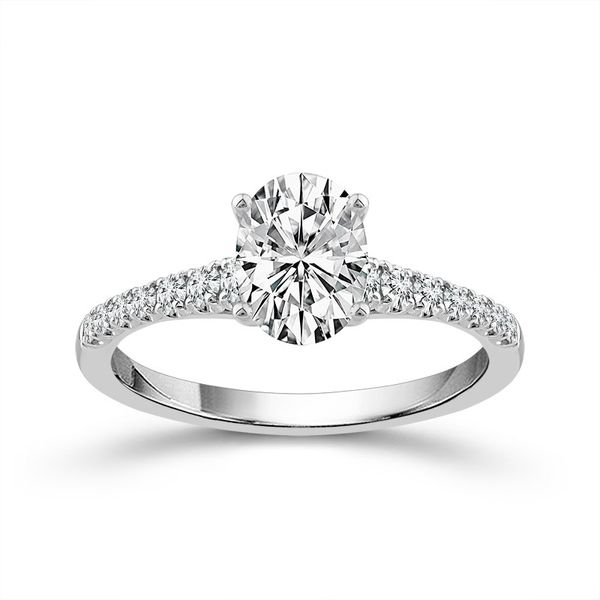 Oval Lab Grown Diamond Engagement Ring in 14 Karat White Gold Robert Irwin Jewelers Memphis, TN