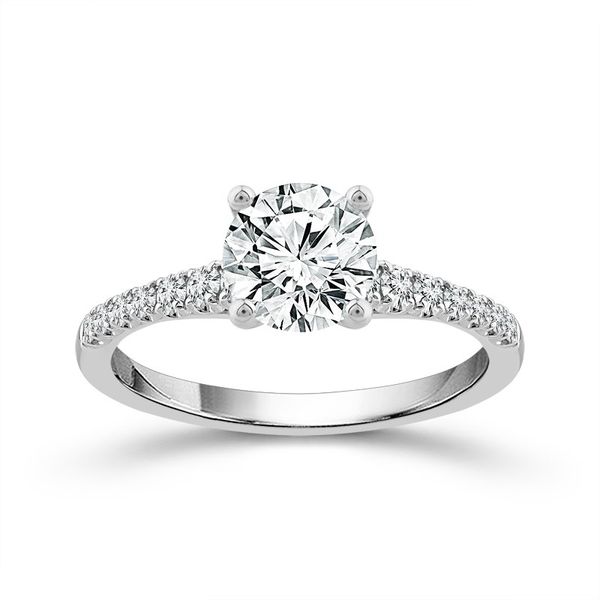 1.00 Ctw Round Lab Grown Diamond Engagement Ring in 14 Karat White Gold Robert Irwin Jewelers Memphis, TN