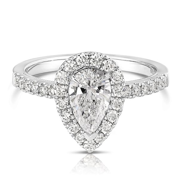 2.00 Ctw Pear Halo Lab Grown Diamond Engagement Ring in 14 Karat White Gold Image 2 Robert Irwin Jewelers Memphis, TN