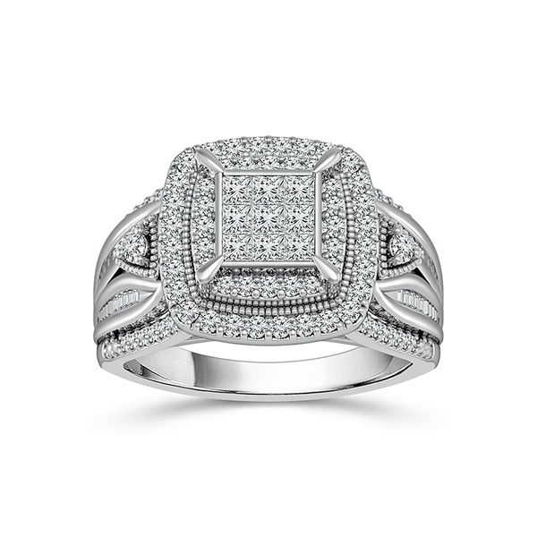 10k White Gold 1.00ctw Princess Cut Invisible Set Engagement Ring Robert Irwin Jewelers Memphis, TN