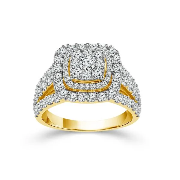 10k Yellow Gold 2.00ctw Diamond Double Halo Engagement Ring Robert Irwin Jewelers Memphis, TN