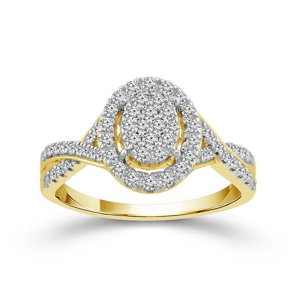 10k Yellow Gold 0.50ctw Diamond Oval Halo Cluster Engagement Ring Robert Irwin Jewelers Memphis, TN