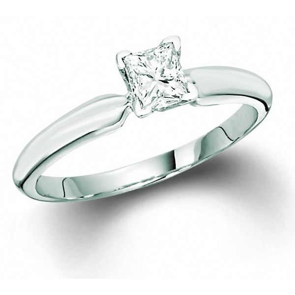 14k White Gold 0.25ct Princess Cut Solitaire Ring Robert Irwin Jewelers Memphis, TN