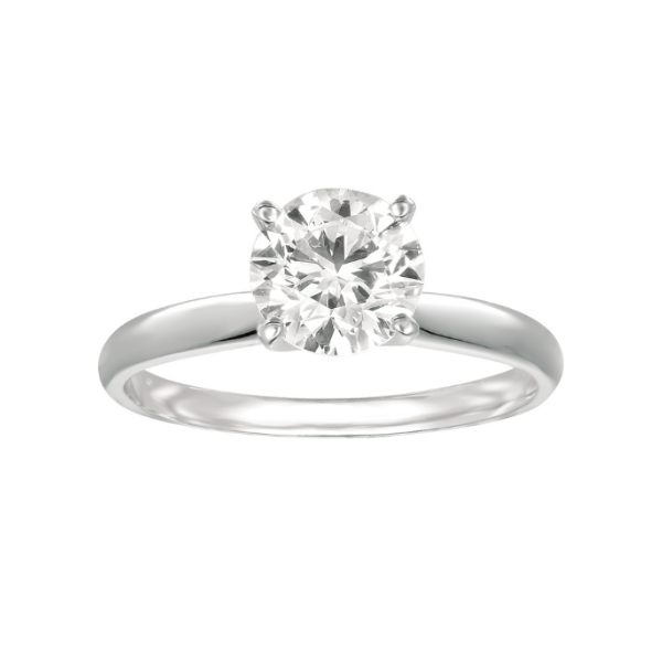 14 Karat White Gold 2 Carat Round Lab Grown Diamond Solitaire Engagement Ring Robert Irwin Jewelers Memphis, TN