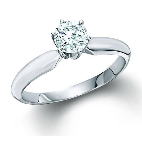 14k White Gold 1.00ctw Round Diamond Solitaire Engagement Ring Robert Irwin Jewelers Memphis, TN