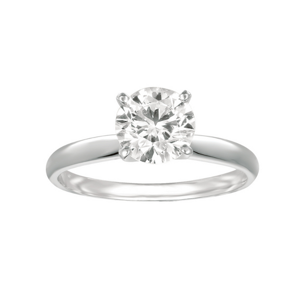14 Karat White Gold 1 Carat Round Lab Grown Diamond Solitaire Engagement Ring Robert Irwin Jewelers Memphis, TN