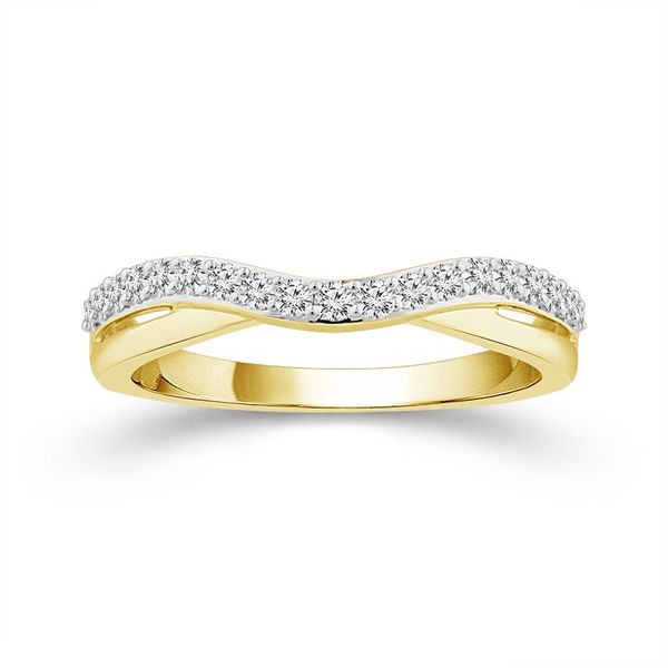 14 Karat Yellow Gold 1/4 Ctw Curved Diamond Wedding Band Robert Irwin Jewelers Memphis, TN