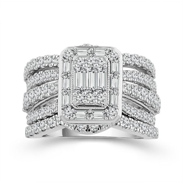 14 Karat White Gold 2 Carat Multi Stone Diamond Wedding Set Robert Irwin Jewelers Memphis, TN