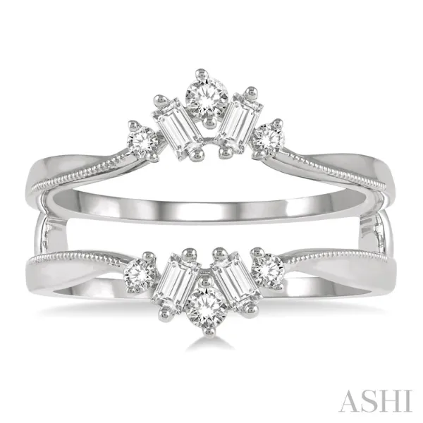 Round & Baguette Diamond Ring Insert in 14k White Gold