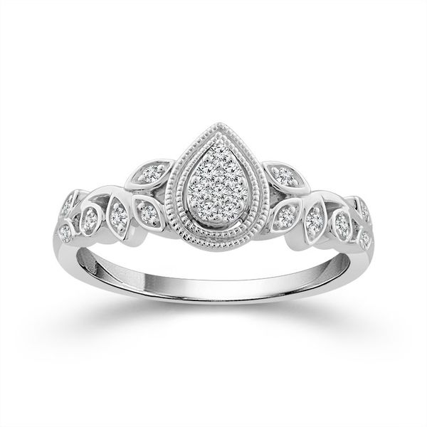 10 Karat White Gold 1/8 Carat Pear Shape Diamond Promise Ring Robert Irwin Jewelers Memphis, TN