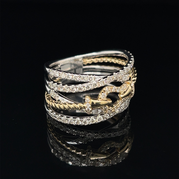 14 Karat Two-Tone Gold 1 Carat Twisted Knot Diamond Ring Image 2 Robert Irwin Jewelers Memphis, TN
