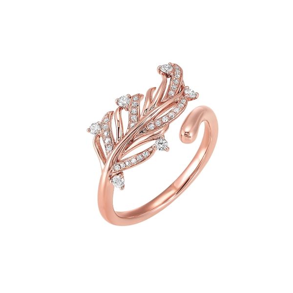 14k Rose Gold 1/5ctw Diamond Leaf Ring Robert Irwin Jewelers Memphis, TN