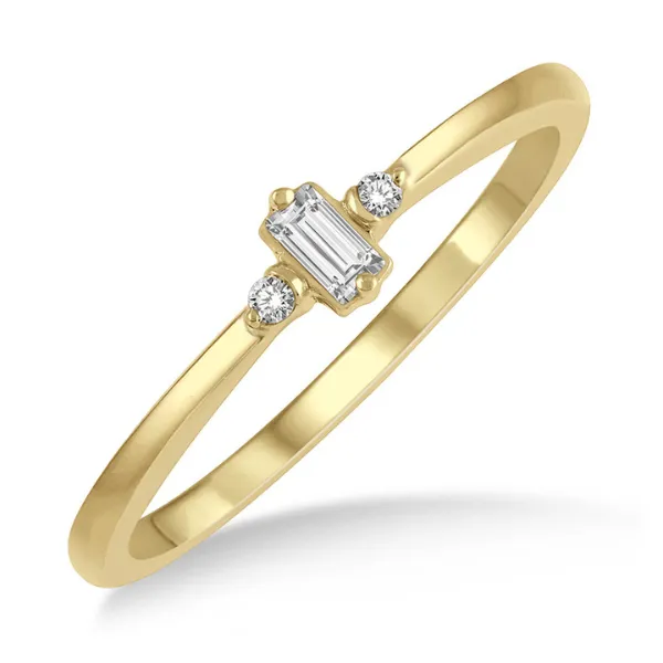 1/20 ctw Lightweight Baguette and Round Cut Diamond Petite Ring in 10K Yellow Gold Robert Irwin Jewelers Memphis, TN